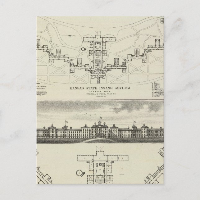 Kansas Staat Insane Asylums Postkarte (Vorderseite)