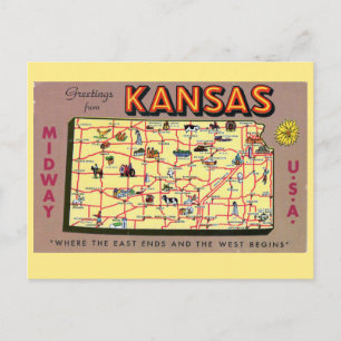 Kansas Staat Map Postcard Postkarte