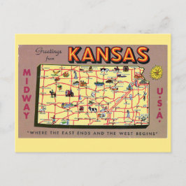 Kansas Staat Map Postcard Postkarte