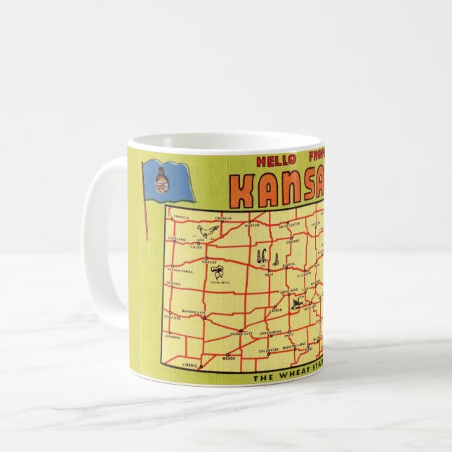 Kansas Staat Map Tasse (Vorderseite Links)