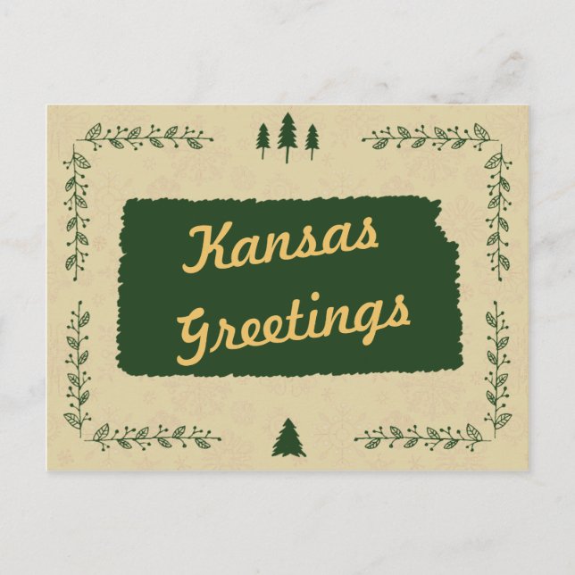 Kansas Staat Weihnachtsfeiertage Feiertagspostkarte (Vorderseite)