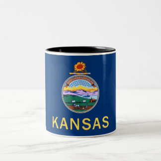 Kansas-Staats-Flagge Zwei-Ton Kaffee-Tasse Zweifarbige Tasse