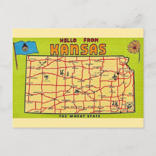 Kansas Staats Karte Postkarte