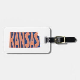 Kansas-Staats-Namen-Wort-Kunst-Orange Gepäckanhänger