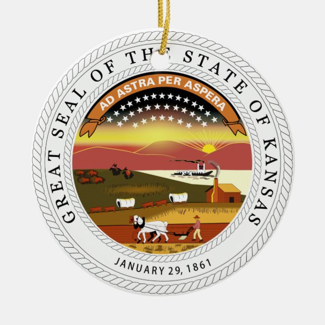 Kansas-Staats-Siegel Keramikornament (Vorne)