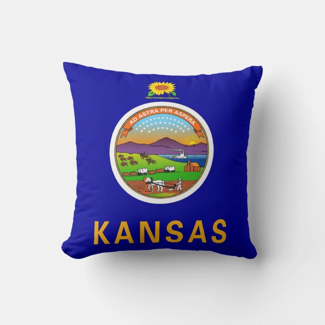 Kansas Staatsflagge Amerikanische MoJo Pillow Kissen (Vorderseite)