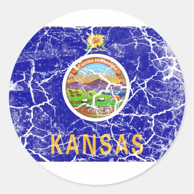 Kansas Staatsflagge Vintag Runder Aufkleber (Vorderseite)