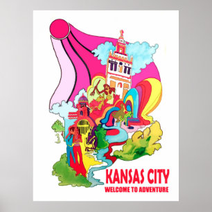 Kansas Stadt, willkommen zu hippy-Abenteuer Poster