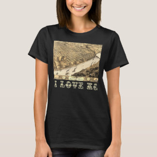 Kansas Stadtgeschichte Riverboat Riverfront Karte T-Shirt