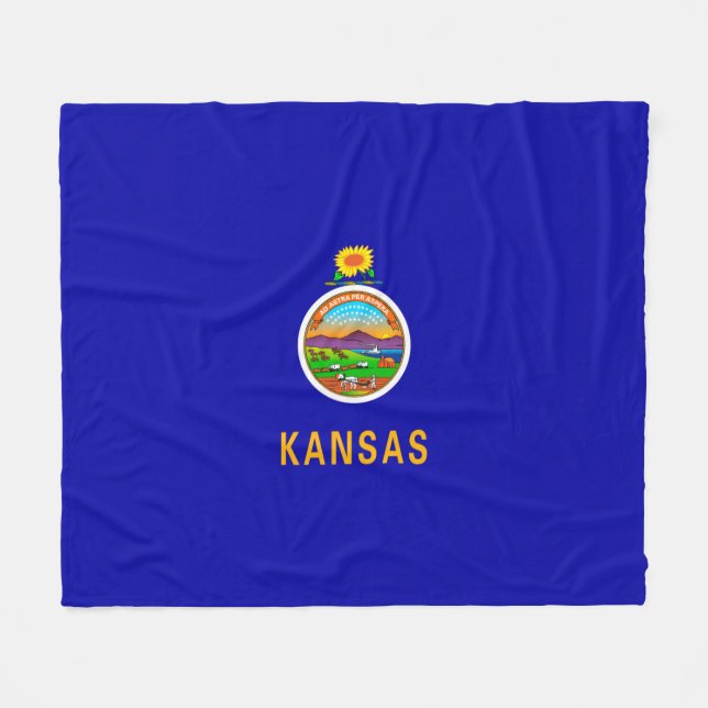 Kansas State Flag Fleecedecke (Vorderseite (Horizontal))