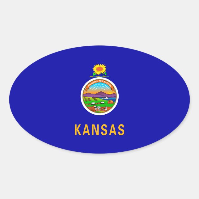 Kansas State Flag Ovaler Aufkleber (Vorderseite)