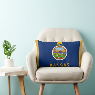Kansas State Flag Print Patriotic Lendenkissen