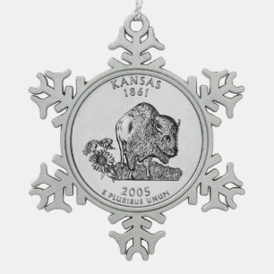 Kansas State Quarter Schneeflocken Zinn-Ornament