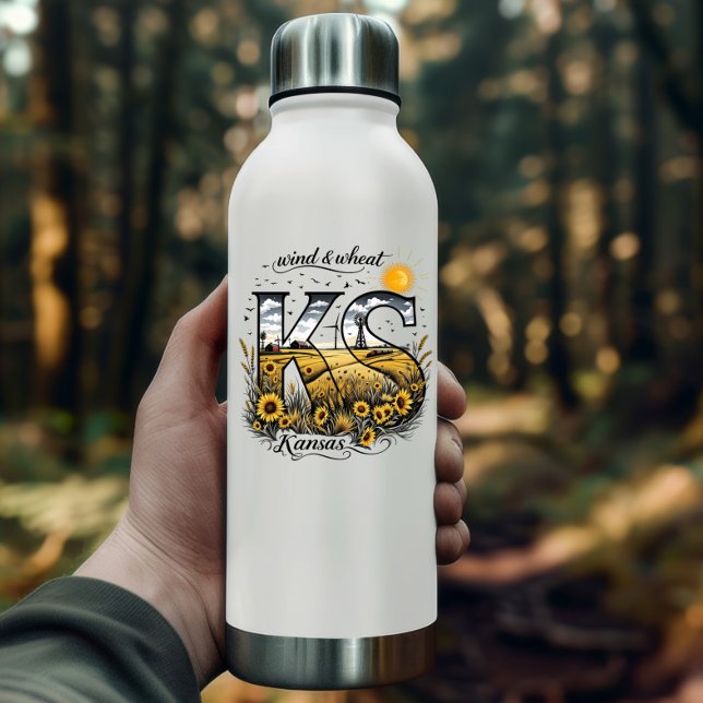 Kansas State Sticker | Wind & Wheat Sunflower Desi (Kansas State Sticker | Wind & Wheat Sunflower Design by PiggyPrint Stickers. )