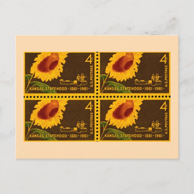 Kansas Statehood, Sonnenblume Vintag Postkarte (Vorderseite)