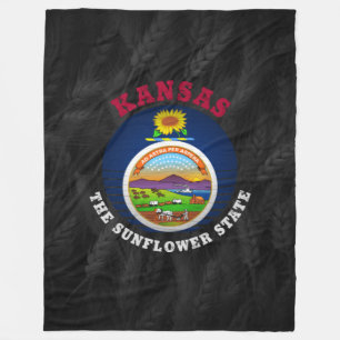 KANSAS SUNFLOWER STAAT FLAG FLEECEDECKE