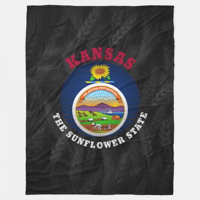 KANSAS SUNFLOWER STAAT FLAG FLEECEDECKE (Vorderseite)