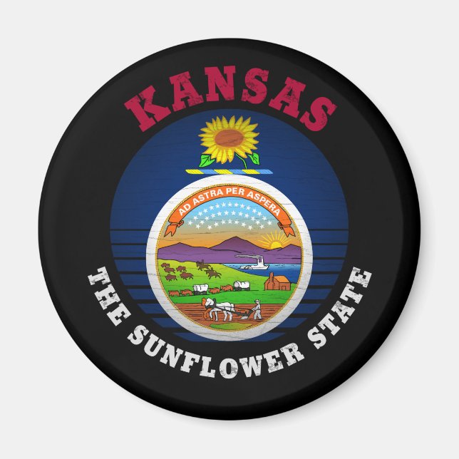 KANSAS SUNFLOWER STAAT FLAG MAGNET (Vorne)