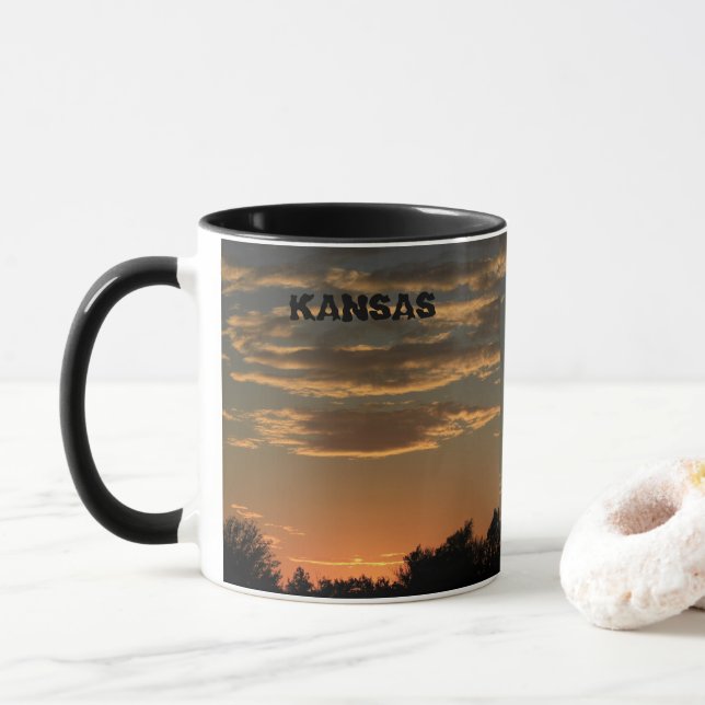 Kansas Sunset mit bunten Wolken. Tasse (Mit Donut)