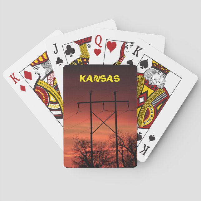 Kansas Sunset mit Power Lines Playing Card's Spielkarten (Rückseite)