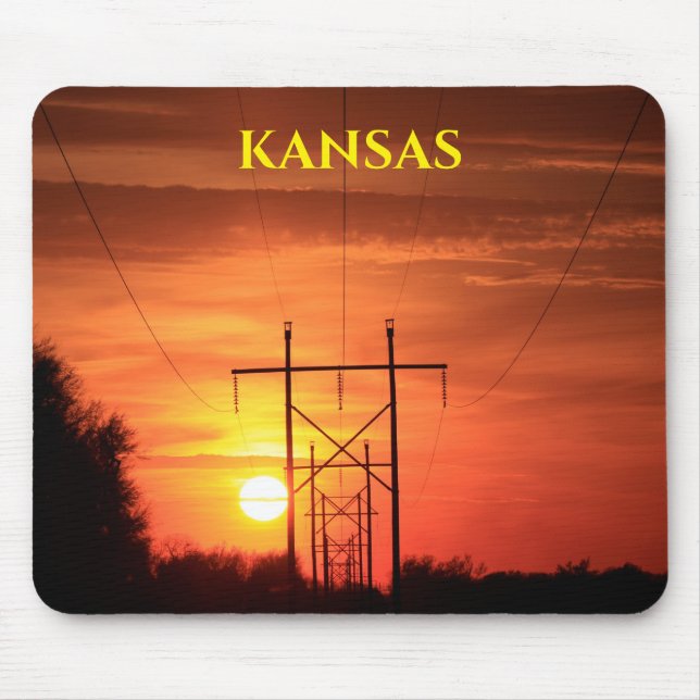 Kansas Sunset mit Silhouette Baummousepad Mousepad (Vorne)
