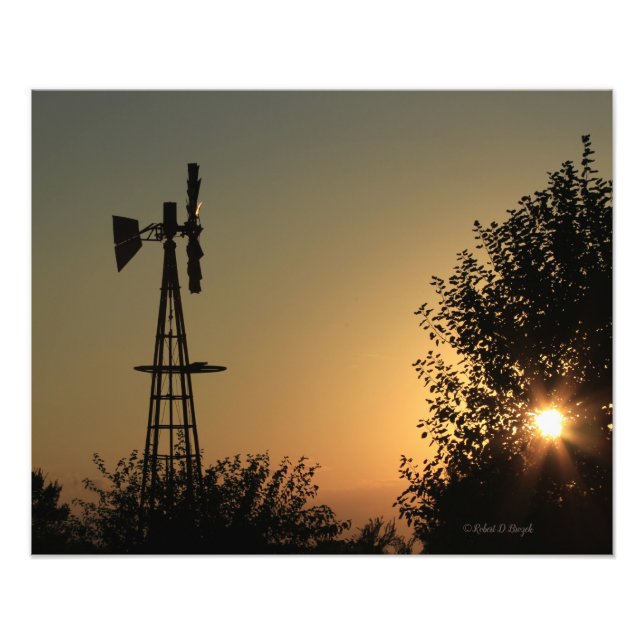 Kansas Sunset mit Windmill Foto Erweiterung (Vorne)