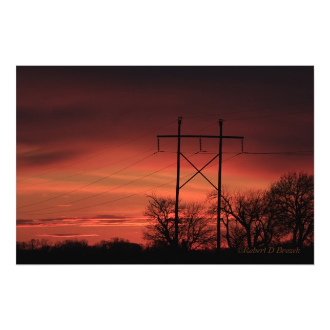 Kansas Sunset,Power lines Foto Erweiterung (Vorne)