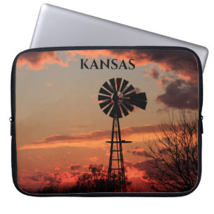 Kansas Sunset Windmill Silhouette Electronics Bag Laptopschutzhülle
