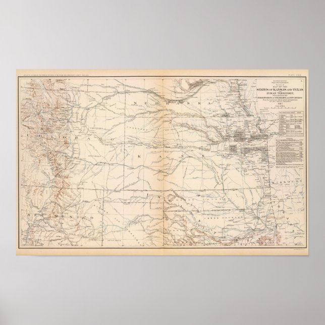 Kansas, Texas, Indisches Gebiet Poster (Vorne)