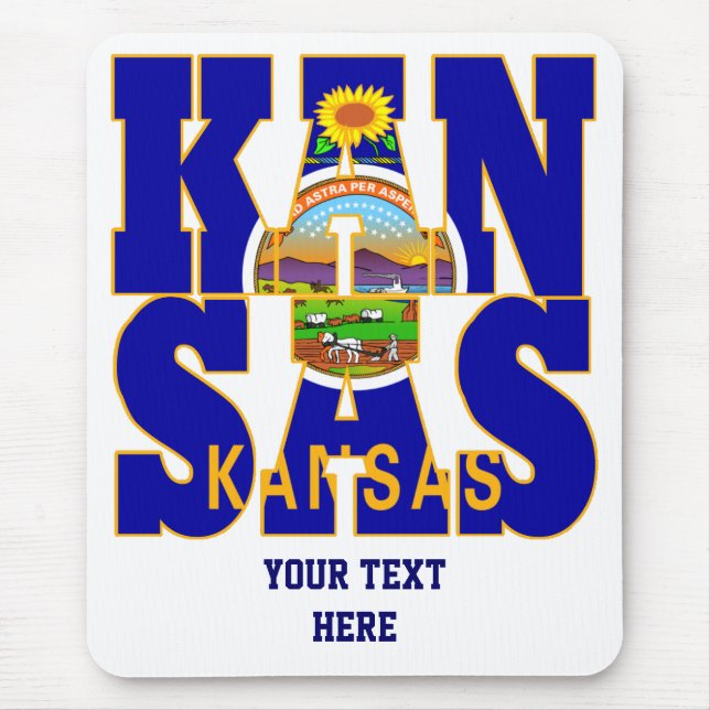 Kansas-Text für die Staatsflagge Mousepad (Vorne)