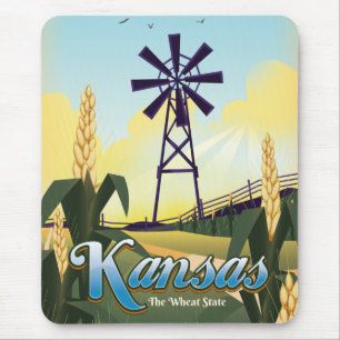 Kansas "the Wheat Staat" Reiseplakat. Mousepad