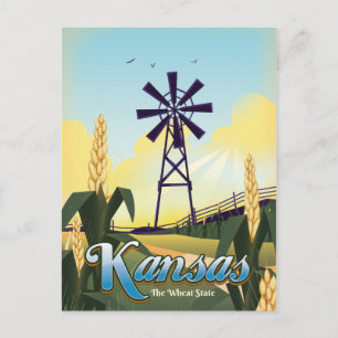 Kansas "the Wheat Staat" Reiseplakat. Postkarte