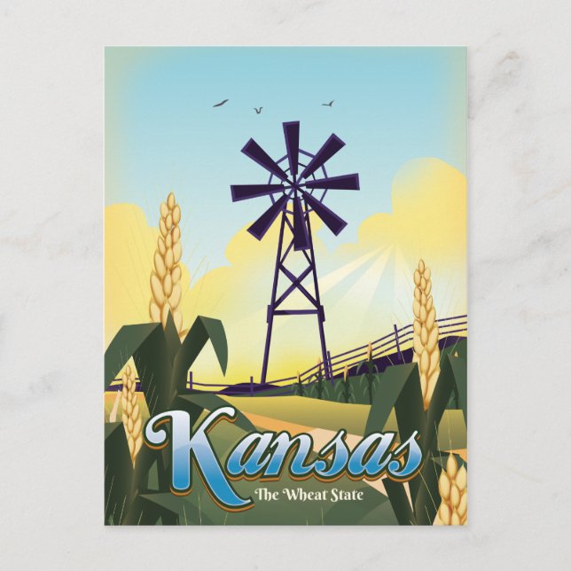 Kansas "the Wheat Staat" Reiseplakat. Postkarte (Vorderseite)