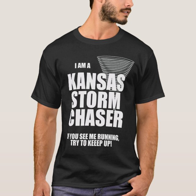 Kansas Tornado Storm Chaser Black T - Shirt (Vorderseite)