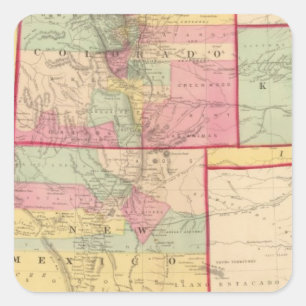Kansas und Arizona, Colorado, New Mexico, Utah Quadratischer Aufkleber