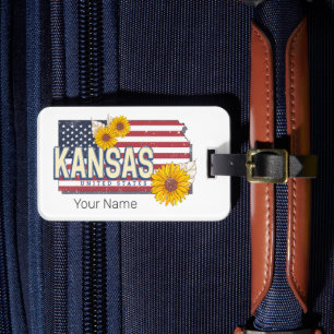 Kansas United Staaten Retro Staat Map Vintag USA Gepäckanhänger