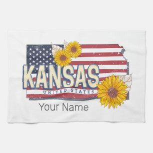 Kansas United Staaten Retro Staat Map Vintag USA Geschirrtuch