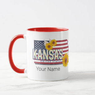 Kansas United Staaten Retro Staat Map Vintag USA Tasse