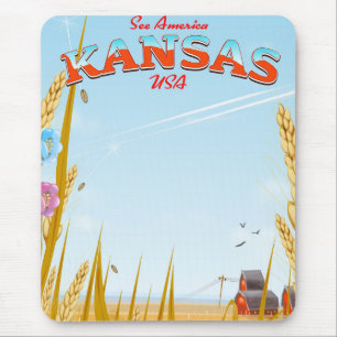 Kansas USA Farm Retro-Reiseplakat Mousepad