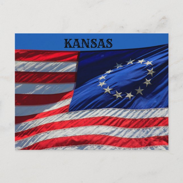 Kansas USA Flag schließt POST CARD ab. Postkarte (Vorderseite)