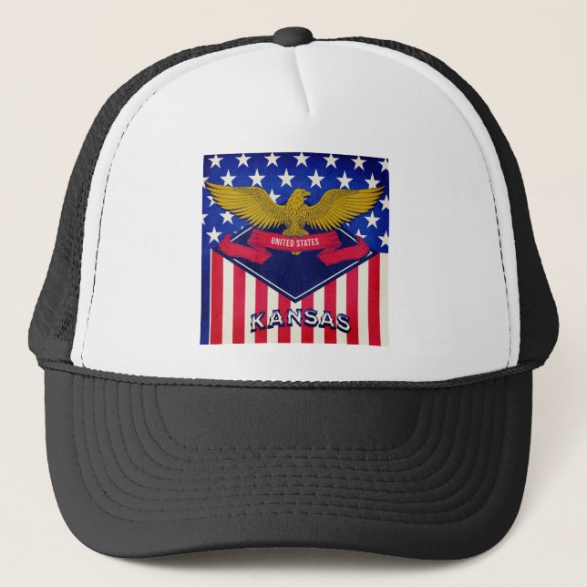 Kansas USA Flag Truckerkappe (Vorderseite)