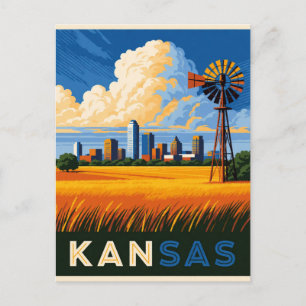 🌾 Kansas USA Great Plains und Prärie Reise Postkarte