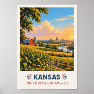 Kansas USA – Vintage Reiseplakat Poster