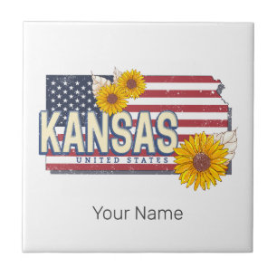 Kansas Vereinigte Staaten Retro-Staatskarte Vintag Fliese