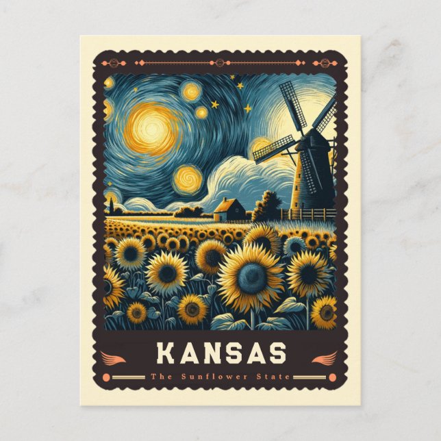 Kansas | Vincent Van Gogh Inspiriert Postkarte (Vorderseite)