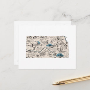 Kansas Vintage-Bildkarte Antike Staatskarte Postkarte