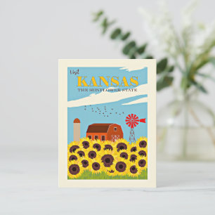 Kansas Vintage Reiseplakat Postkarte