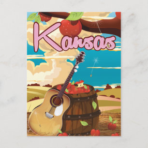 Kansas Vintager Cartoon Reiseplakat Postkarte