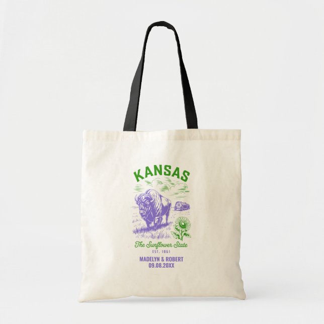 Kansas Wedding Welcome Bag, Destination Wedding Tragetasche (Vorne)