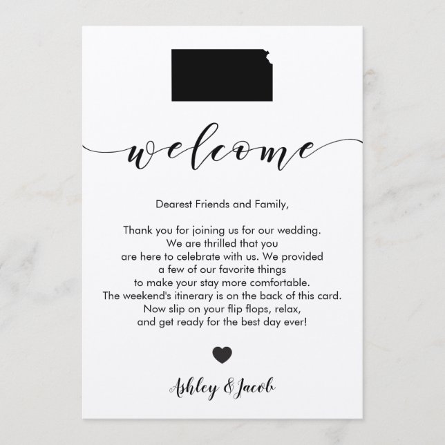 Kansas Wedding Welcome Letter & Itinerary Card Programm (Vorderseite)